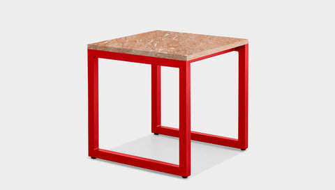 reddie-raw square side table 45W x 45D x 45H *cm / Stone~Peach Marble / Metal~Red Suzy Side Table Square