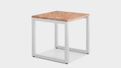 reddie-raw square side table 45W x 45D x 45H *cm / Stone~Peach Marble / Metal~White Suzy Side Table Square