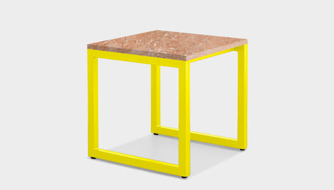 reddie-raw square side table 45W x 45D x 45H *cm / Stone~Peach Marble / Metal~Yellow Suzy Side Table Square