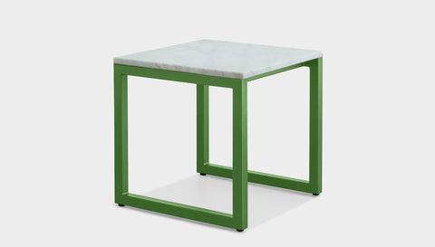 reddie-raw square side table 45W x 45D x 45H *cm / Stone~White Veined Marble / Metal~Green Suzy Side Table Square