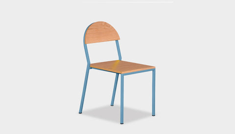 reddie-raw dining chair 42W x 52D x 80H *cm (45H seat) / Wood Veneer~Oak / Metal~Blue Suzy Stackable Dining Chair Round