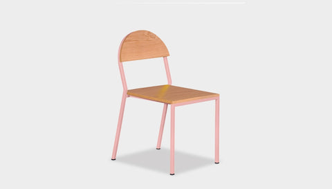 reddie-raw dining chair 42W x 52D x 80H *cm (45H seat) / Wood Veneer~Oak / Metal~Pink Suzy Stackable Dining Chair Round