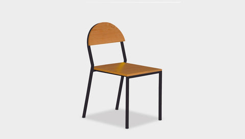 reddie-raw dining chair 42W x 52D x 80H *cm (45H seat) / Wood Veneer~Teak / Metal~Black Suzy Stackable Dining Chair Round