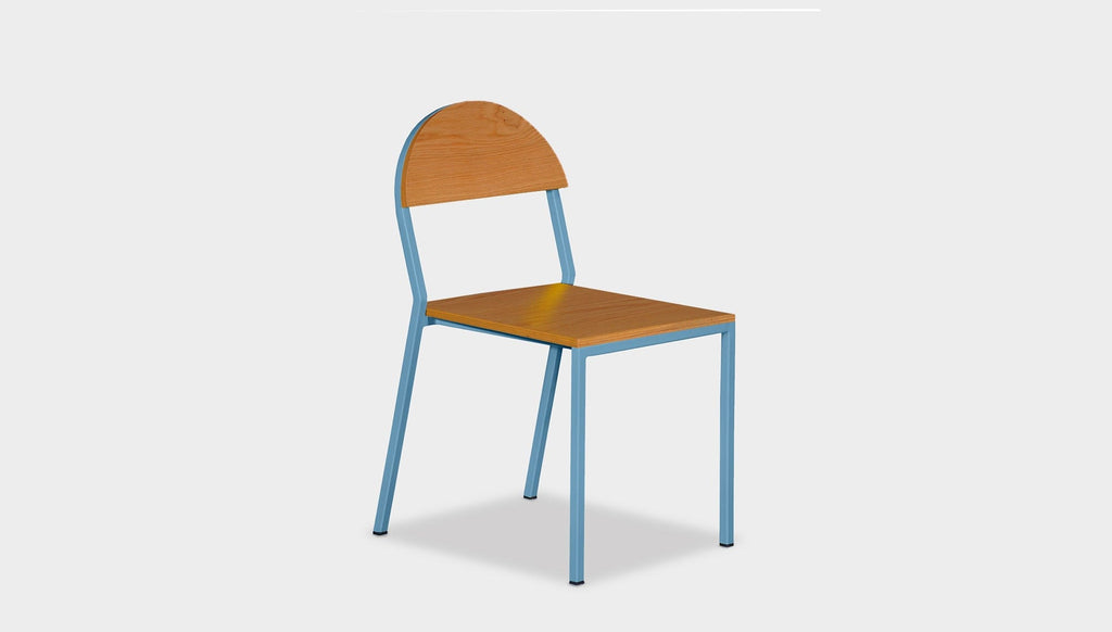 reddie-raw dining chair 42W x 52D x 80H *cm (45H seat) / Wood Veneer~Teak / Metal~Blue Suzy Stackable Dining Chair Round