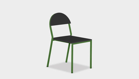 reddie-raw dining chair 42W x 52D x 80H *cm (45H seat) / Lacquer~Black / Metal~Green Suzy Stackable Dining Chair Round- Colour