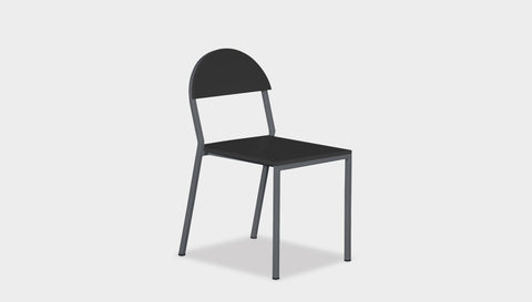 reddie-raw dining chair 42W x 52D x 80H *cm (45H seat) / Lacquer~Black / Metal~Grey Suzy Stackable Dining Chair Round- Colour