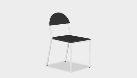 reddie-raw dining chair 42W x 52D x 80H *cm (45H seat) / Lacquer~Black / Metal~White Suzy Stackable Dining Chair Round- Colour
