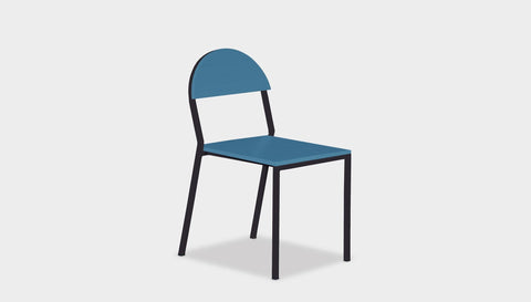 reddie-raw dining chair 42W x 52D x 80H *cm (45H seat) / Lacquer~Blue / Metal~Black Suzy Stackable Dining Chair Round- Colour