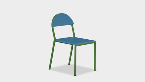 reddie-raw dining chair 42W x 52D x 80H *cm (45H seat) / Lacquer~Blue / Metal~Green Suzy Stackable Dining Chair Round- Colour