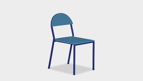reddie-raw dining chair 42W x 52D x 80H *cm (45H seat) / Lacquer~Blue / Metal~Navy Suzy Stackable Dining Chair Round- Colour