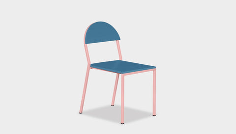 reddie-raw dining chair 42W x 52D x 80H *cm (45H seat) / Lacquer~Blue / Metal~Pink Suzy Stackable Dining Chair Round- Colour
