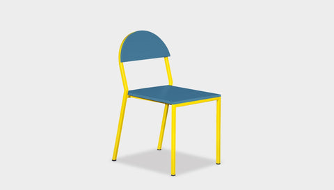 reddie-raw dining chair 42W x 52D x 80H *cm (45H seat) / Lacquer~Blue / Metal~Yellow Suzy Stackable Dining Chair Round- Colour