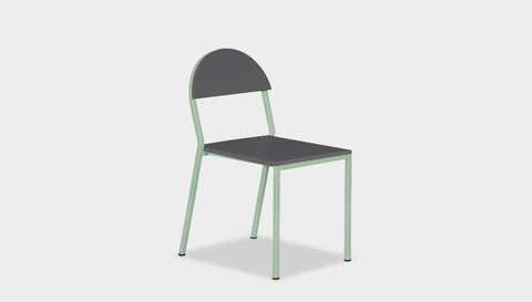 reddie-raw dining chair 42W x 52D x 80H *cm (45H seat) / Lacquer~Grey / Metal~Mint Suzy Stackable Dining Chair Round- Colour