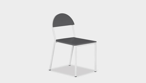 reddie-raw dining chair 42W x 52D x 80H *cm (45H seat) / Lacquer~Grey / Metal~White Suzy Stackable Dining Chair Round- Colour