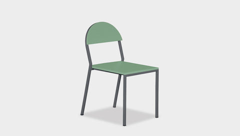 reddie-raw dining chair 42W x 52D x 80H *cm (45H seat) / Lacquer~Mint / Metal~Grey Suzy Stackable Dining Chair Round- Colour