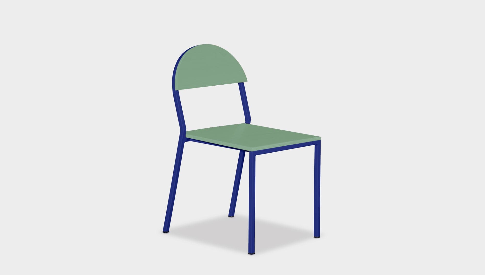 reddie-raw dining chair 42W x 52D x 80H *cm (45H seat) / Lacquer~Mint / Metal~Navy Suzy Stackable Dining Chair Round- Colour