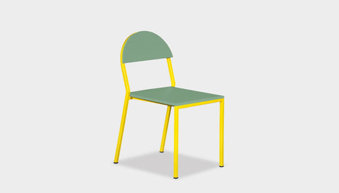 reddie-raw dining chair 42W x 52D x 80H *cm (45H seat) / Lacquer~Mint / Metal~Yellow Suzy Stackable Dining Chair Round- Colour