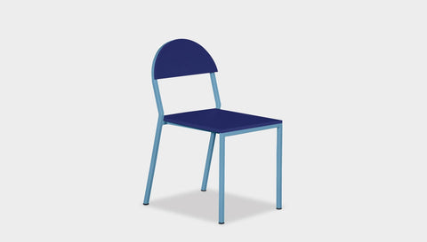 reddie-raw dining chair 42W x 52D x 80H *cm (45H seat) / Lacquer~Navy / Metal~Blue Suzy Stackable Dining Chair Round- Colour