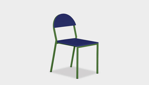 reddie-raw dining chair 42W x 52D x 80H *cm (45H seat) / Lacquer~Navy / Metal~Green Suzy Stackable Dining Chair Round- Colour