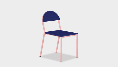 reddie-raw dining chair 42W x 52D x 80H *cm (45H seat) / Lacquer~Navy / Metal~Pink Suzy Stackable Dining Chair Round- Colour