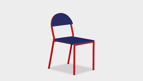 reddie-raw dining chair 42W x 52D x 80H *cm (45H seat) / Lacquer~Navy / Metal~Red Suzy Stackable Dining Chair Round- Colour