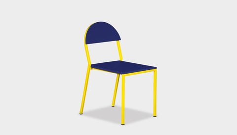 reddie-raw dining chair 42W x 52D x 80H *cm (45H seat) / Lacquer~Navy / Metal~Yellow Suzy Stackable Dining Chair Round- Colour
