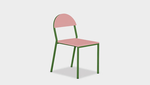 reddie-raw dining chair 42W x 52D x 80H *cm (45H seat) / Lacquer~Pink / Metal~Green Suzy Stackable Dining Chair Round- Colour