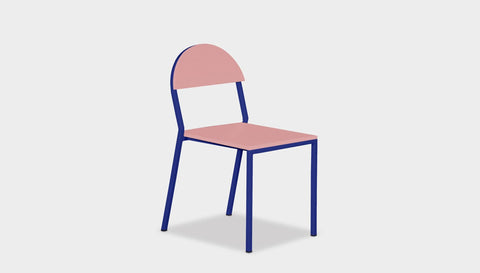reddie-raw dining chair 42W x 52D x 80H *cm (45H seat) / Lacquer~Pink / Metal~Navy Suzy Stackable Dining Chair Round- Colour