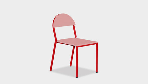 reddie-raw dining chair 42W x 52D x 80H *cm (45H seat) / Lacquer~Pink / Metal~Red Suzy Stackable Dining Chair Round- Colour