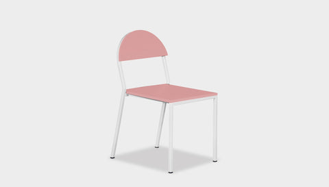 reddie-raw dining chair 42W x 52D x 80H *cm (45H seat) / Lacquer~Pink / Metal~White Suzy Stackable Dining Chair Round- Colour