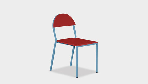reddie-raw dining chair 42W x 52D x 80H *cm (45H seat) / Lacquer~Red / Metal~Blue Suzy Stackable Dining Chair Round- Colour