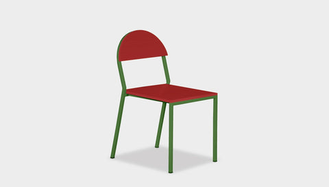 reddie-raw dining chair 42W x 52D x 80H *cm (45H seat) / Lacquer~Red / Metal~Green Suzy Stackable Dining Chair Round- Colour