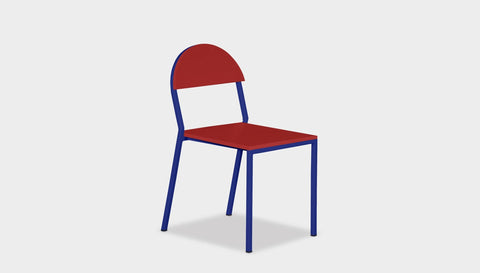 reddie-raw dining chair 42W x 52D x 80H *cm (45H seat) / Lacquer~Red / Metal~Navy Suzy Stackable Dining Chair Round- Colour