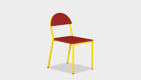 reddie-raw dining chair 42W x 52D x 80H *cm (45H seat) / Lacquer~Red / Metal~Yellow Suzy Stackable Dining Chair Round- Colour