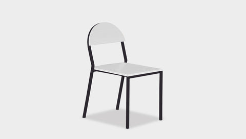 reddie-raw dining chair 42W x 52D x 80H *cm (45H seat) / Lacquer~White / Metal~Black Suzy Stackable Dining Chair Round- Colour