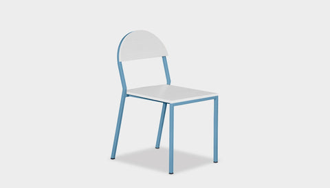 reddie-raw dining chair 42W x 52D x 80H *cm (45H seat) / Lacquer~White / Metal~Blue Suzy Stackable Dining Chair Round- Colour
