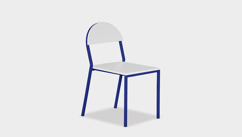 reddie-raw dining chair 42W x 52D x 80H *cm (45H seat) / Lacquer~White / Metal~Navy Suzy Stackable Dining Chair Round- Colour