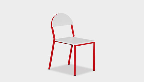 reddie-raw dining chair 42W x 52D x 80H *cm (45H seat) / Lacquer~White / Metal~Red Suzy Stackable Dining Chair Round- Colour