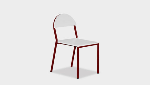 reddie-raw dining chair 42W x 52D x 80H *cm (45H seat) / Lacquer~White / Metal~Rust Suzy Stackable Dining Chair Round- Colour