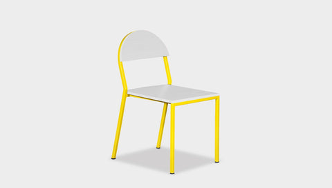 reddie-raw dining chair 42W x 52D x 80H *cm (45H seat) / Lacquer~White / Metal~Yellow Suzy Stackable Dining Chair Round- Colour