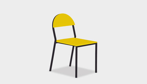 reddie-raw dining chair 42W x 52D x 80H *cm (45H seat) / Lacquer~Yellow / Metal~Black Suzy Stackable Dining Chair Round- Colour