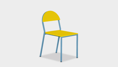 reddie-raw dining chair 42W x 52D x 80H *cm (45H seat) / Lacquer~Yellow / Metal~Blue Suzy Stackable Dining Chair Round- Colour
