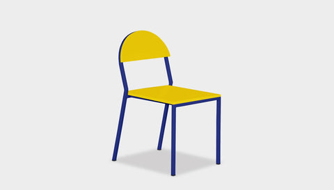 reddie-raw dining chair 42W x 52D x 80H *cm (45H seat) / Lacquer~Yellow / Metal~Navy Suzy Stackable Dining Chair Round- Colour