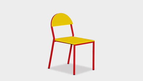 reddie-raw dining chair 42W x 52D x 80H *cm (45H seat) / Lacquer~Yellow / Metal~Red Suzy Stackable Dining Chair Round- Colour
