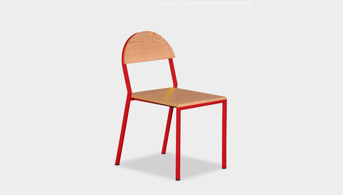 reddie-raw dining chair 42W x 52D x 80H *cm (45H seat) / Wood Veneer~Oak / Metal~Red Suzy Stackable Dining Chair Round- Colour