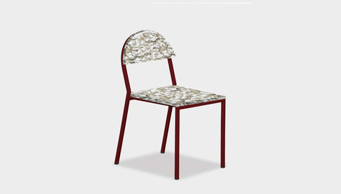 reddie-raw dining chair 42W x 52D x 80H* cm / Recycled Bottle Tops~Pearl / Metal~Rust Suzy Stackable Recycled Plastic Dining Chair