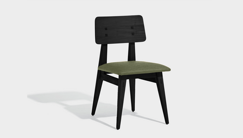 reddie-raw dining chair 45W x 54D x 82H *cm (45H seat) / Solid Reclaimed Teak Wood~Black / Fabric~Blush Green Vinny Dining Chair