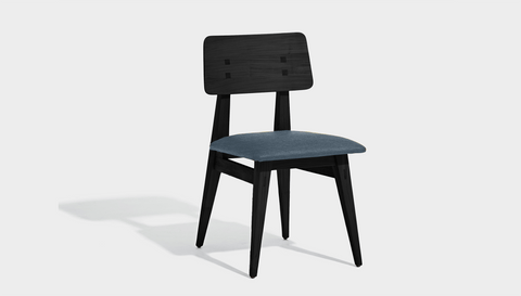 reddie-raw dining chair 45W x 54D x 82H *cm (45H seat) / Solid Reclaimed Teak Wood~Black / Fabric~Blush Navy Vinny Dining Chair