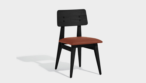 reddie-raw dining chair 45W x 54D x 82H *cm (45H seat) / Solid Reclaimed Teak Wood~Black / Fabric~Blush Rust Vinny Dining Chair