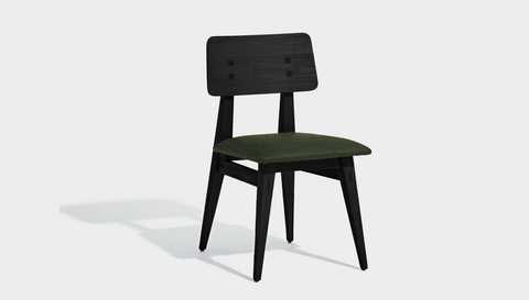 reddie-raw dining chair 45W x 54D x 82H *cm (45H seat) / Solid Reclaimed Teak Wood~Black / Fabric~Davano Green Vinny Dining Chair